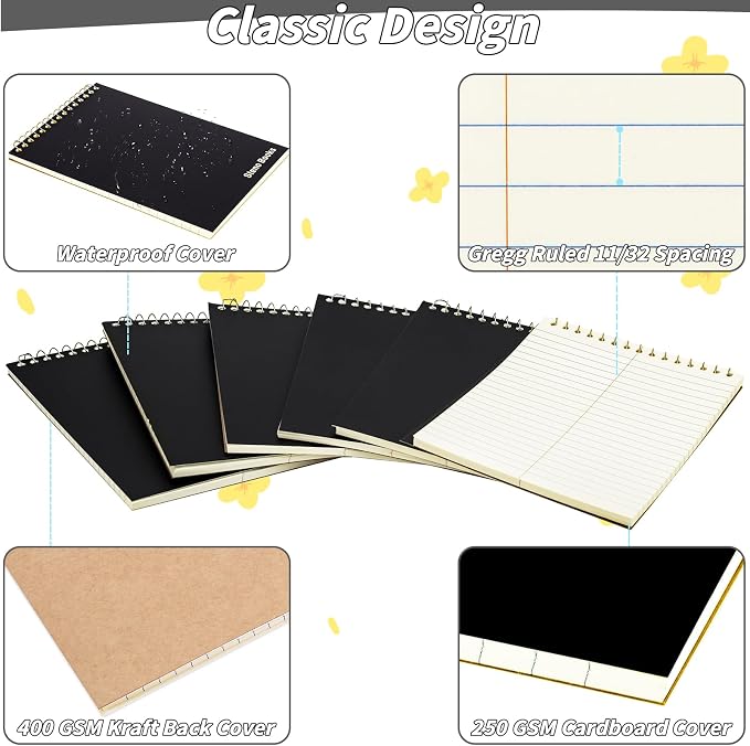24 Pcs Steno Pads 6 x 9 in Top Spiral Notebook Bulk Pack Note Pad 1440 Total - Image 4