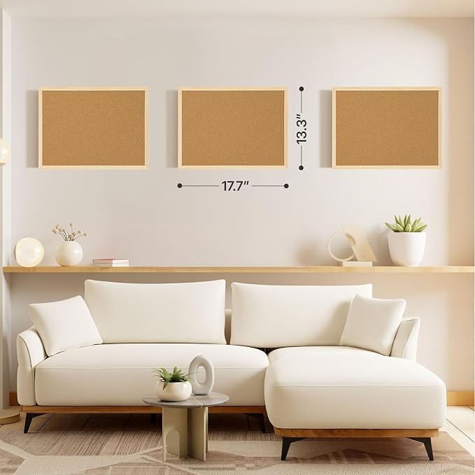 2 Pcs Cork Board, 17.7''x13.3'' Bulletin Board, Wooden Framed Corkboards - Image 5