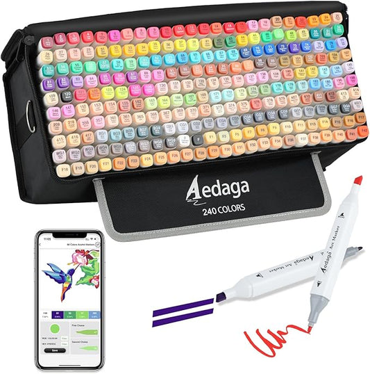 280 Colors Alcohol Markers with Free App, Dual Tip Art Markers with Kickstand Case for Artists Adults and Kids,Alcohol Based Marker for Coloring Painting Sketching and Drawing, Great Gift-DeskLoop Office