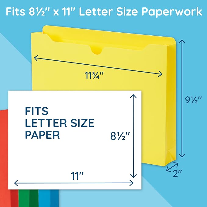 Blue Summit Supplies 2 Inch Expanding File Jacket Folders, 50 Pack, Colored - Image 2