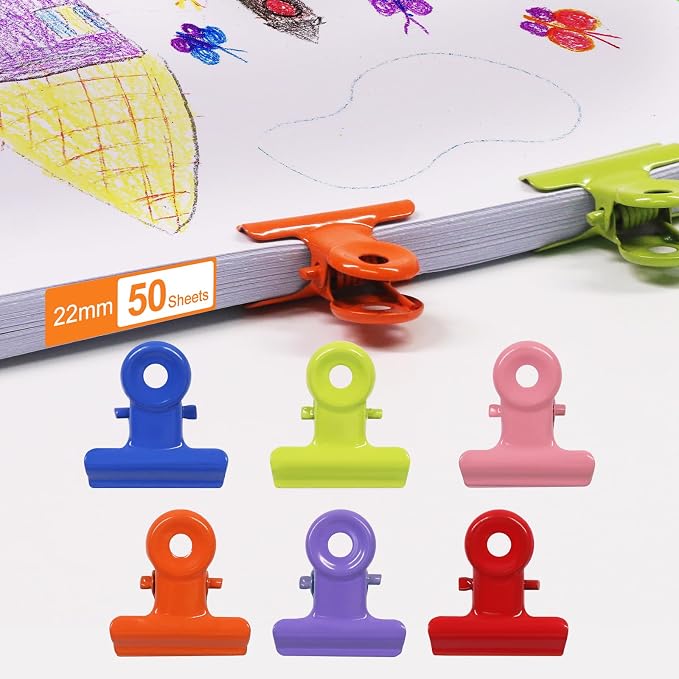 Coideal Colored Bulldog Paper Clips, 30 Pack Small 0.87 Inch Metal Mini Binder - Image 7