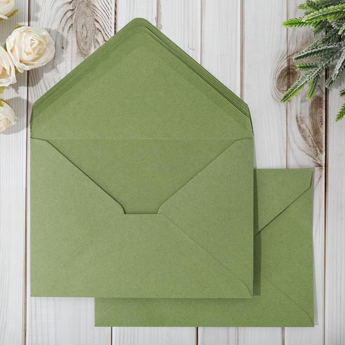 Whaline 50 Pcs A7 Invitation Envelopes Set Sage Green Greeting Cards Envelopes by Whaline