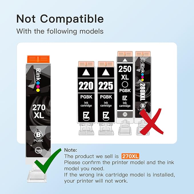 E-Z Ink Compatible Ink Cartridge Replacement for Canon PGI-270XL PGI270XL PGI270 XL PGI-270 to use with MG6821 TS6020 MG6820 MG5720 TS5020 TS8020 TS9020 MG7720 Printer (Large Black, 4 Pack)-DeskLoop Office
