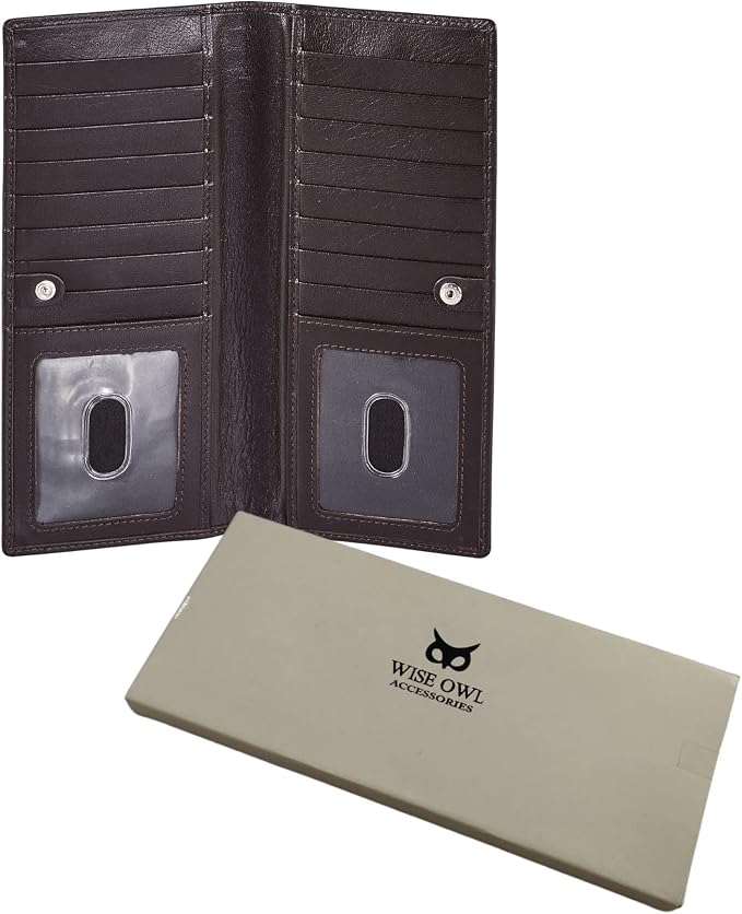 Long Wallet for Men Women Real Leather Bifold RFID Stylish Slim Handmade 2 ID - Image 6