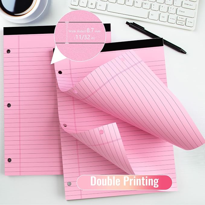 HAUTOCO 12 Pack 8.5 x 11 Legal Pads Pink Wide Ruled Notepads Perforated Writing - Image 4