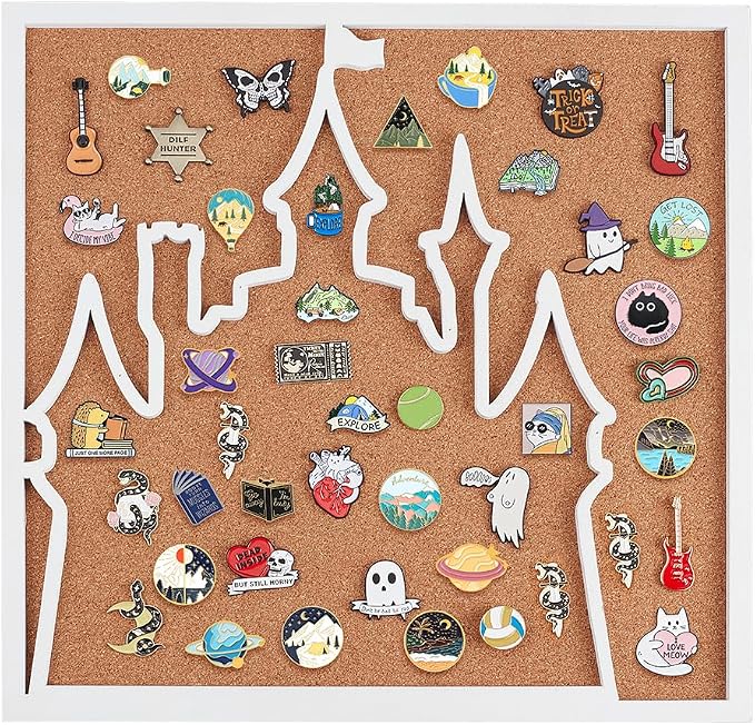 BENECREAT Square Castle Pin Board, 11.8x11.8inch Bulletin Display Board by BENECREAT