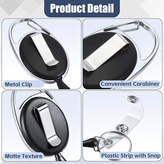 Honoson 40 Pcs Heavy Duty Retractable Badge Reels Batch ID Badge Holder - Image 3