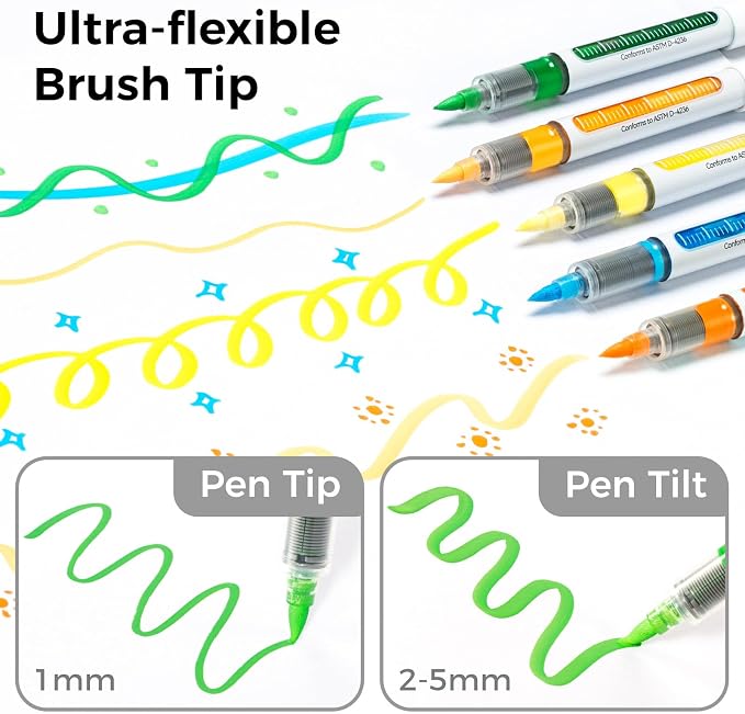 Ohuhu Acrylic Paint Markers Brush Tip: 48 Pack Automatic Ink Control Acrylic - Image 5