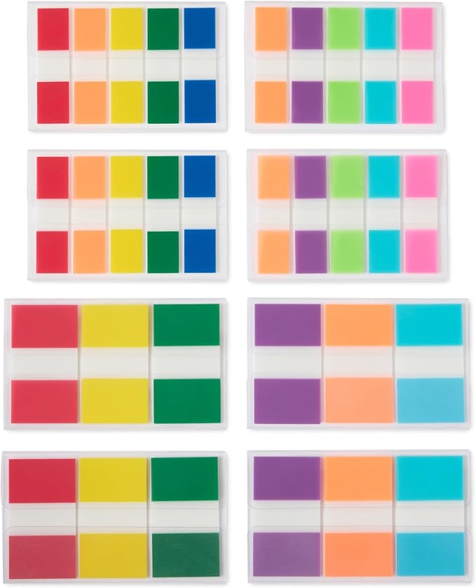Amazon Basics Flags and Tabs Combo, 240pcs 0.94 inch in Wide and 400pcs 0.47 inch in Wide, Total 640 Count, Rectangular, Assorted Colors-DeskLoop Office