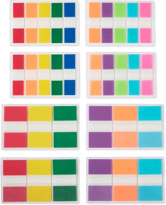 Amazon Basics Flags and Tabs Combo, 240pcs 0.94 inch in Wide and 400pcs 0.47 inch in Wide, Total 640 Count, Rectangular, Assorted Colors-DeskLoop Office