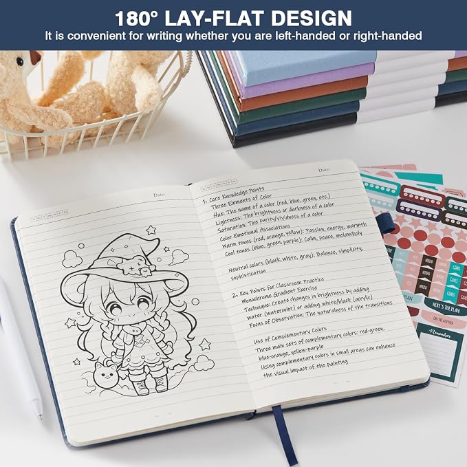 Lined Journal Notebook, with Pen, Leather Hardcover, 3 Pack, - Image 4