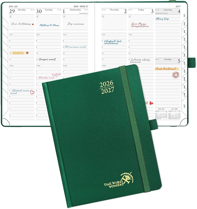 POPRUN 2026-2027 Academic Planner, 6.5" x 8.75", Weekly and Monthly Calendar by POPRUN