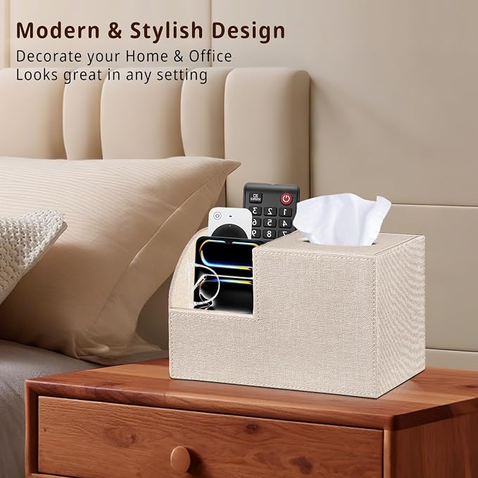 PU Leather Square Tissue Box Cover - Image 2