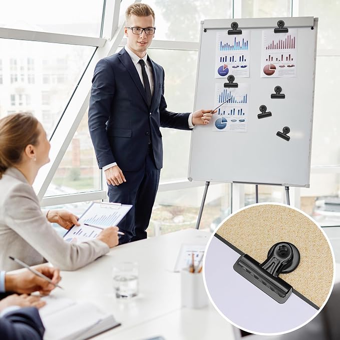 MorningRo 18 Pcs Metal Magnetic Clips Heavy Duty 2.2 Inch Whiteboard - Image 4