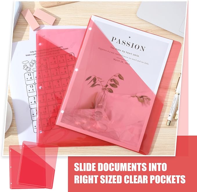 Seajan 48 Pcs Pocket Folders for 3 Ring Binder Clear Plastic Folders Sleeves - Image 4