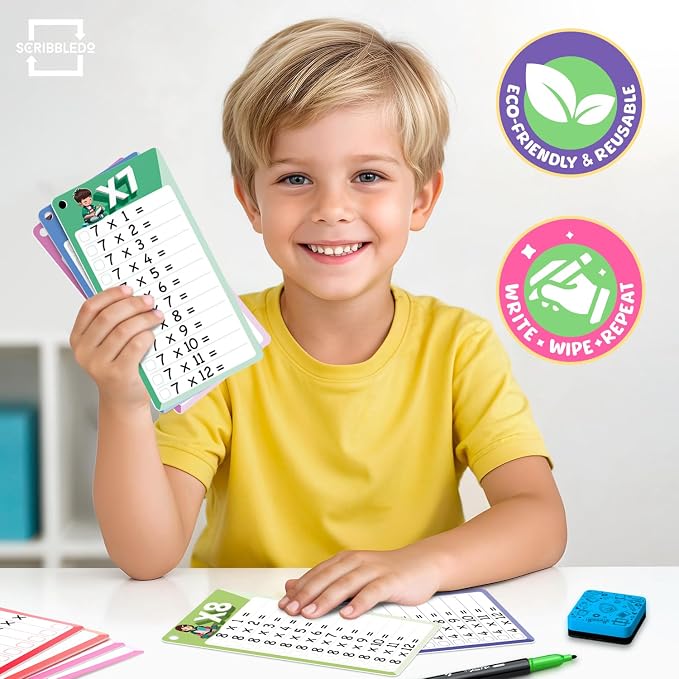 SCRIBBLEDO Dry Erase Multiplication Flash Cards Math 0-12 2nd 3rd 4th Grade - Image 7