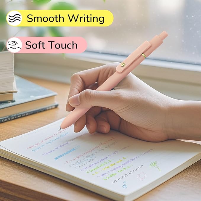 Colored Pens, 12 Pcs Colorful Pens Fine Point Smooth Writing Pen, 0.5mm Colored Ink Gel Pen for Journaling Note Taking, School Supplies Gifts for Women (12 Pcs Gold Vibrant and Vintage)-DeskLoop Office