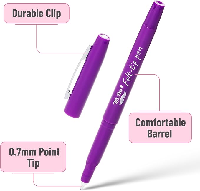 Mr. Pen- Felt Tip Pens, 24 Pack, 0.7 mm, Colorful Felt Tip Pens, Fast Dry | No - Image 3