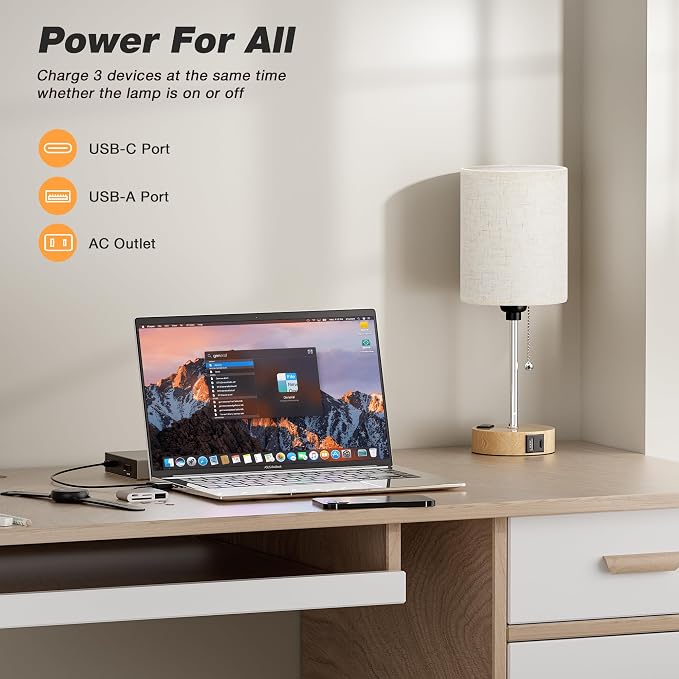 Small Bedside Lamp for Bedroom Nightstand - Image 3