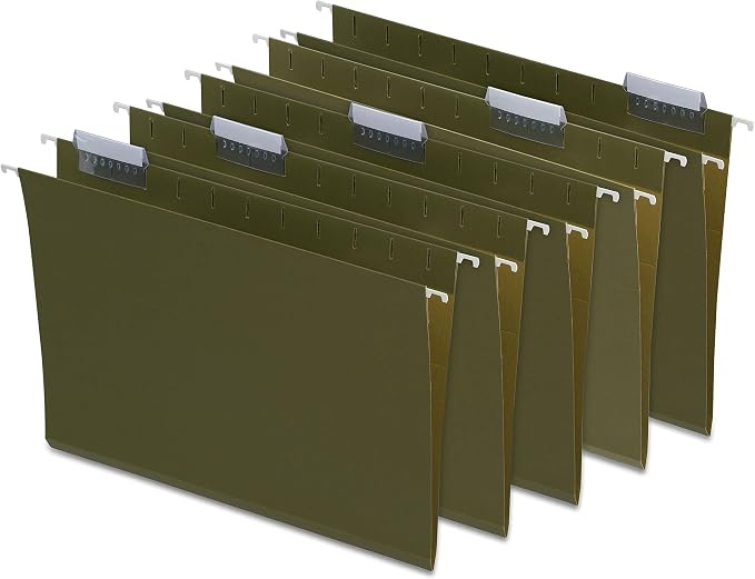 Staples Hanging File Folders, Letter Size, Standard Green, Heavy‑Duty by Staples