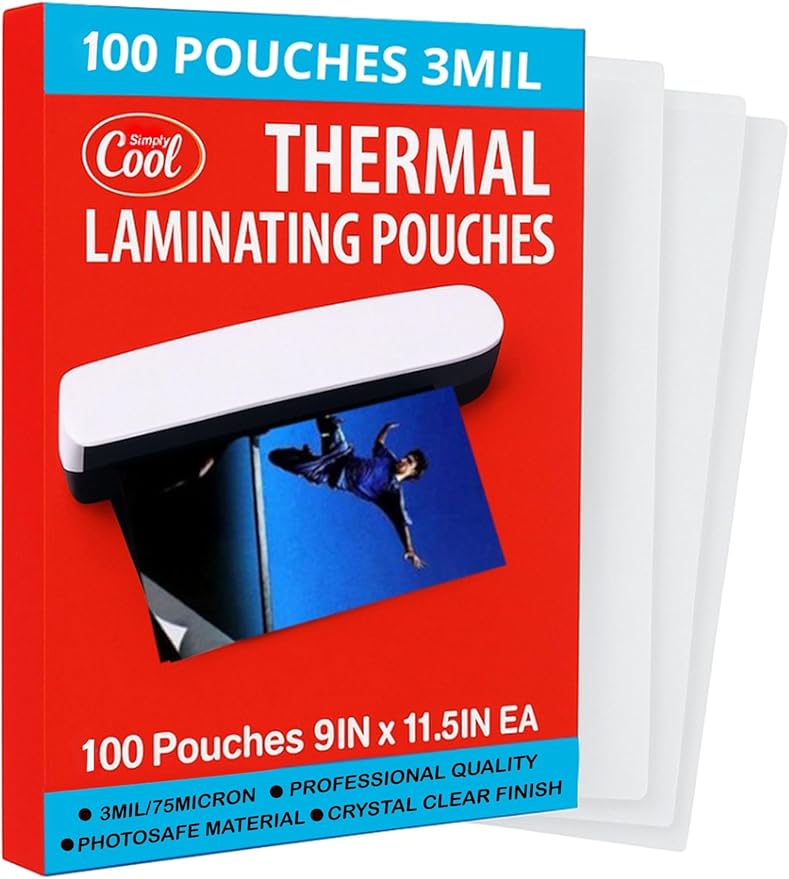 3MIL Thermal Laminating Sheets (100 Count) 9x11.5 inch, Letter Size, Dry-Erase Friendly Laminating Pouches, Compatible with Laminator, Crystal, Clear Laminated Finish-DeskLoop Office