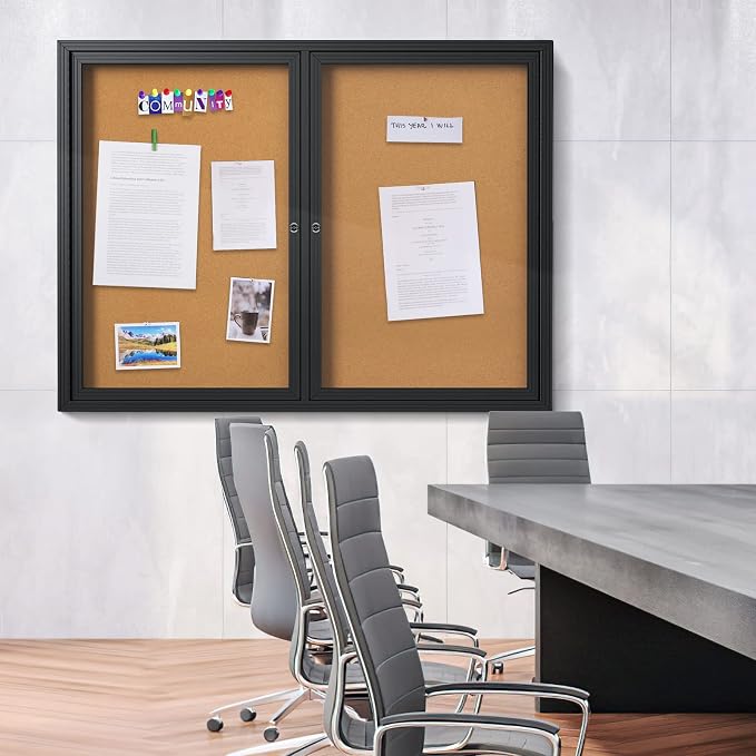 INNOVART Enclosed Bulletin Board 48”x36”, Lockable Cork Noticeboard - Image 9