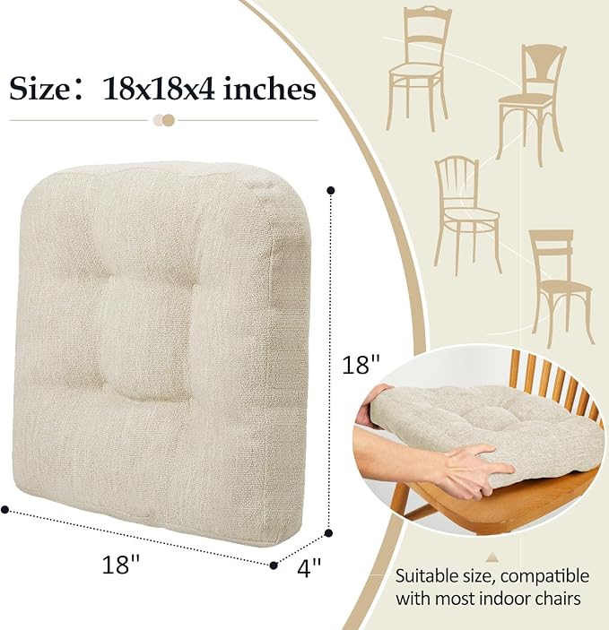 downluxe Chair Cushions for Dining Chairs 2 Pack, Tufted Indoor Chair Pads - Image 4