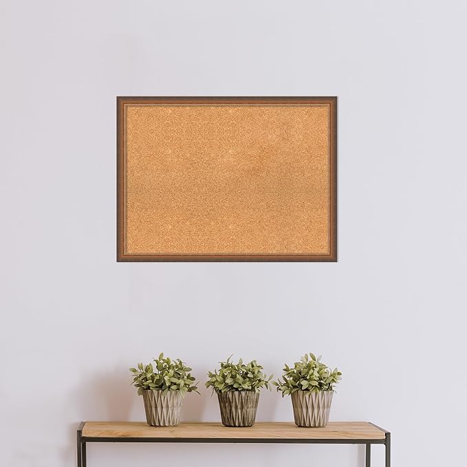 Amanti Art Natural Cork Board for Wall, 24x32 Vision Board with Bronze Frame, Large Corkboard Office Decor for Home Organization, Modern Corkboard Pinboard to Display Items for Home Organization in-DeskLoop Office
