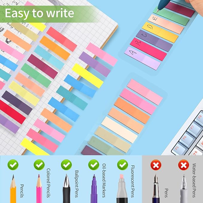 Lysas 2400pcs Book Tabs for Annotating, Writable Morandi Translucent Page - Image 3