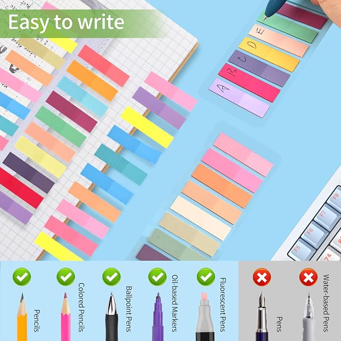 Lysas 1600pcs Morandi Sticky Tabs Page Markers, Repositionable and Writable - Image 3