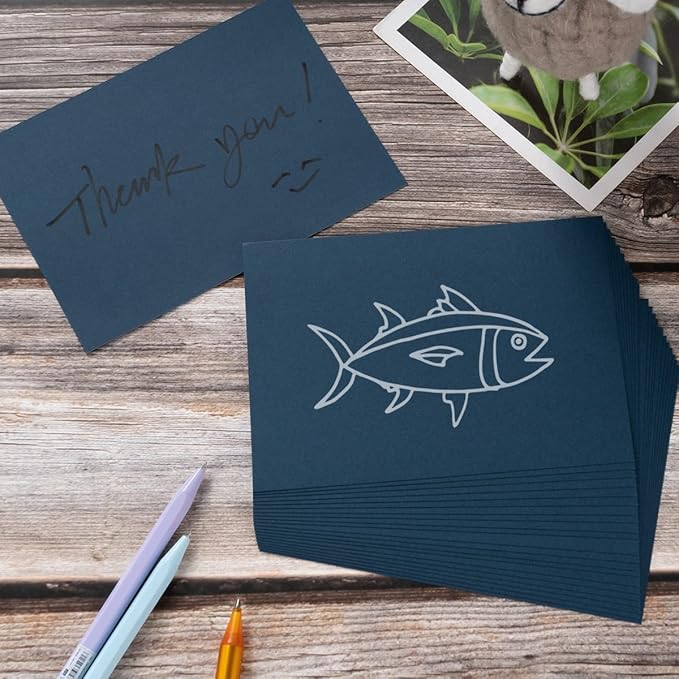 100 Pack Thick Paper Cardstock Blank Heavy Cards Stock for Invitations, Greeting Cards Making, Postcards, Photos, 250GSM Thick Paper (Navy Blue, 5x7 inches)