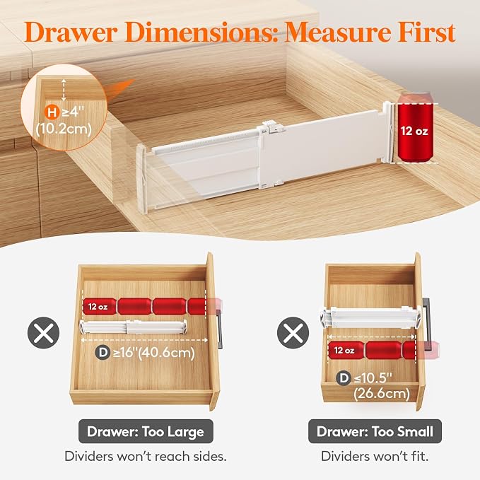 Lifewit 9 Pack Drawer Dividers for Clothes, Adjustable White Plastic Separators - Image 6