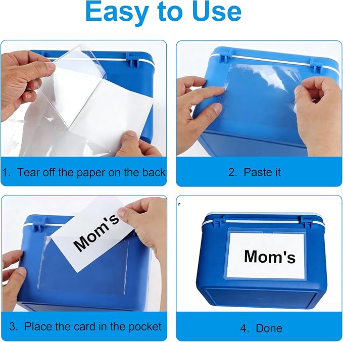52PCS Clear Index Card Pockets Self-Adhesive 3"X5" Top Open Label Holder - Image 7