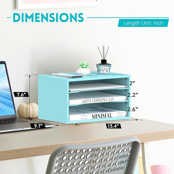 SUPEASY Wood Desk Organizer, 3 Tier Paper File Organizer - Image 3