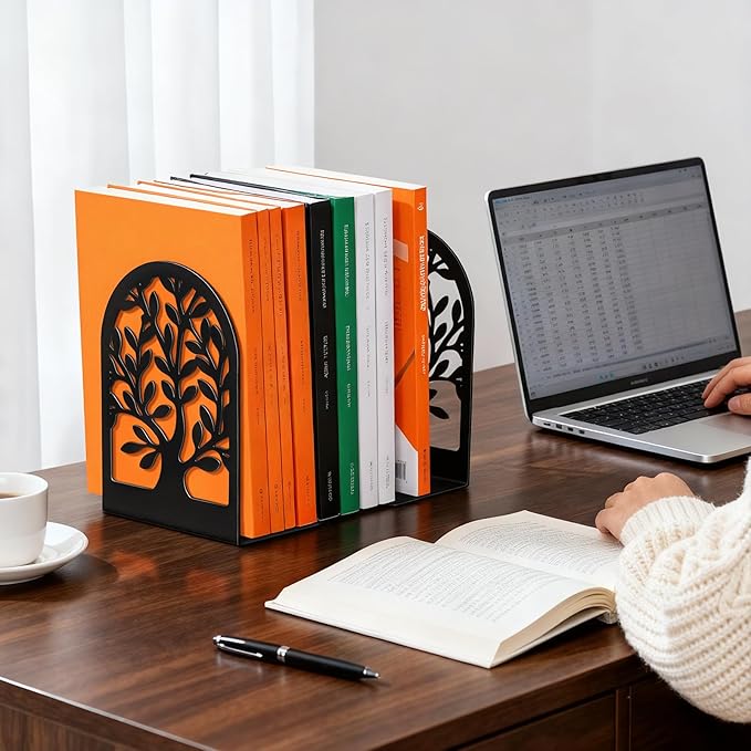 HappyHapi Decorative Bookends for Shelves, 7 Pair Metal Book Ends for Heavy - Image 5