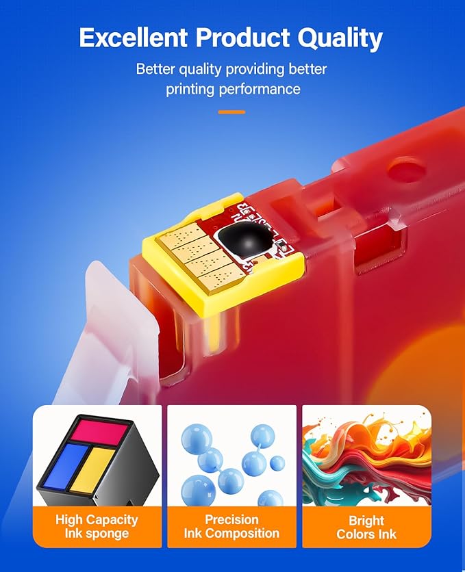 923 923e with chip Ink Cartridges 4-Pack High Yield Replacement for HP 923 923e 923XL Ink Compatible for HP OfficeJet Pro 8135e 8138e 8139e 8122e 8120 8123 8130 8133 Printers Black Cyan Magenta Yellow-DeskLoop Office