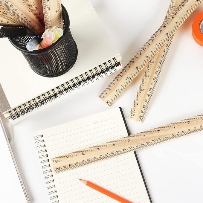 ZZTX 3 Pack Wooden Ruler 12 Inch Rulers Bulk Wood Measuring Ruler - Image 8