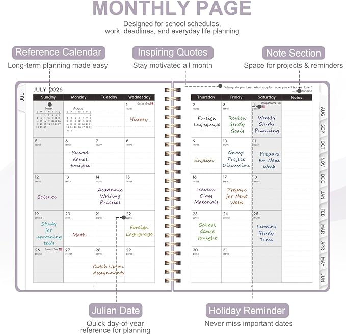 Planner 2026-2027, Weekly and Monthly Academic Planner, July 2026 - Image 3
