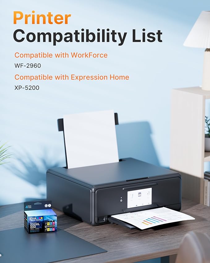 E-Z Ink Remanufactured for Epson 222 222XL Ink Cartridges Combo Pack High Yield Work for Workforce WF-2960, Expression Home XP-5200 Printer (Black, Cyan, Magenta, Yellow)-DeskLoop Office