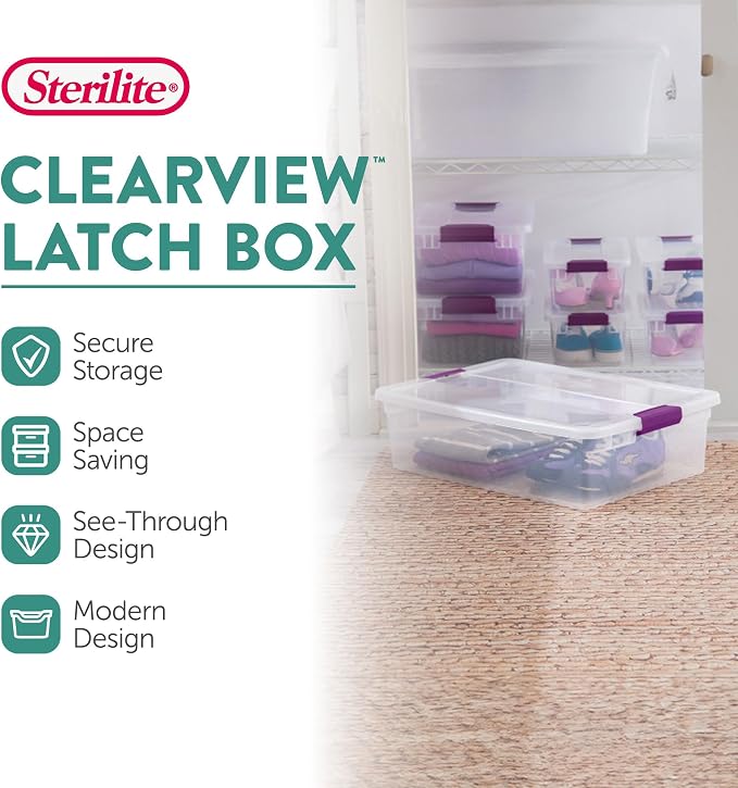 Sterilite 24-Pack 32 Quart ClearView Latch Box, Stackable Organizer Bins - Image 2