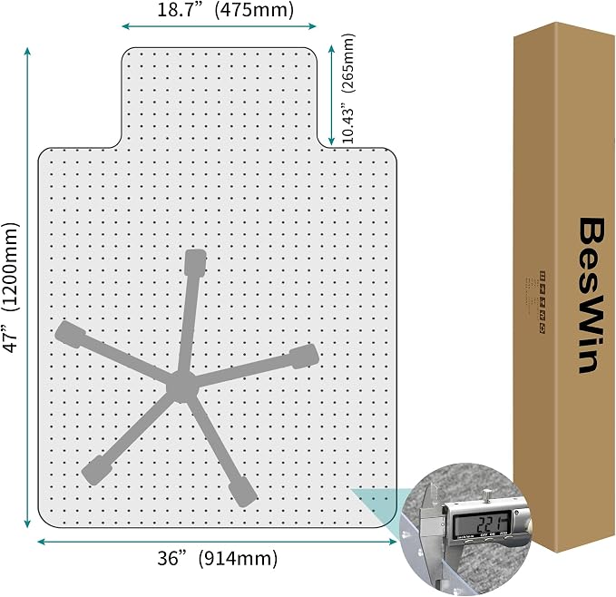 BesWin Office Chair Mat for Carpets, Heavy Duty Computer Desk Floor Mat for - Image 7