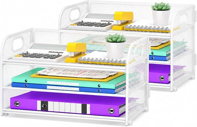 Cawukege 2 Pack 3 Tier Paper Organizer by Cawukege