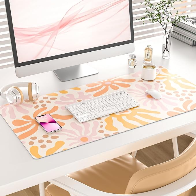 Colorful Star Large Mouse Pad, PU Leather Waterproof Desk Mat, Computer Gaming - Image 2