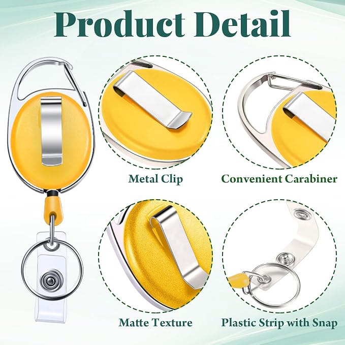Honoson 10 Pcs Heavy Duty Retractable Badge Reels Batch ID Badge Holder - Image 2