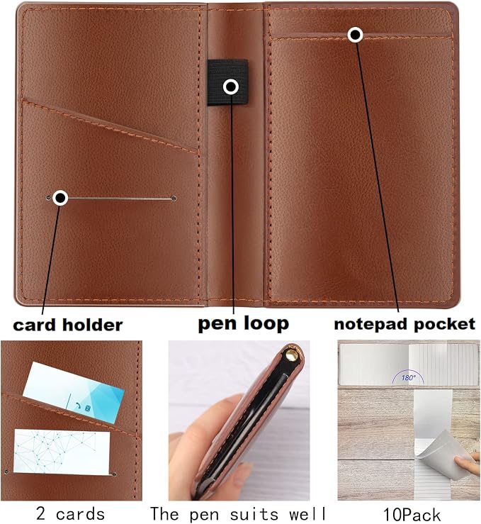 13 Pack Mini Pocket Notepad Set, Included Leather Pocket Notepad Holder - Image 4
