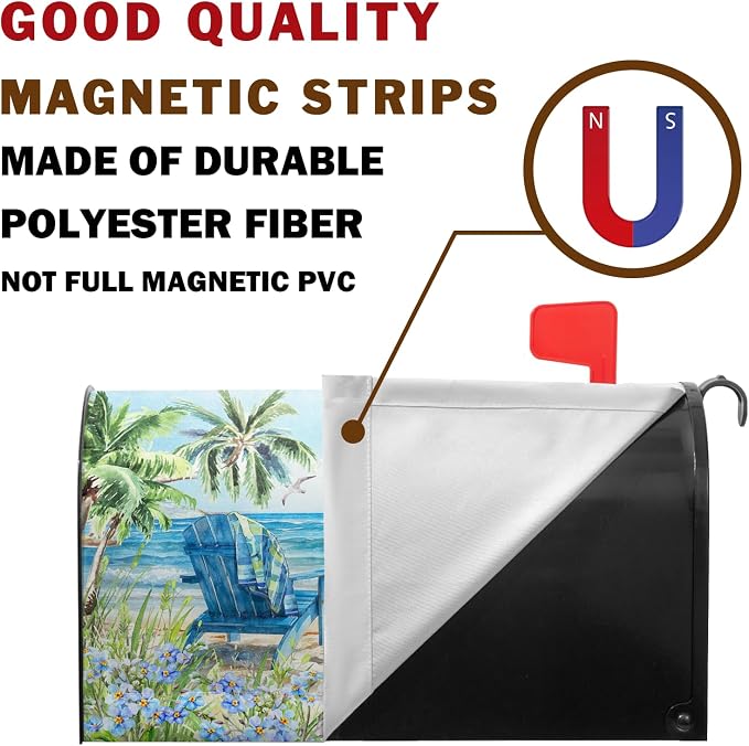 Summer Beach Mailbox Covers Magnetic Nautical Ocean Sea Mailbox Cover Standard - Image 4