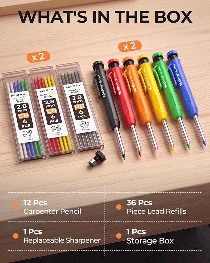 Nicpro 12 Pack Carpenter Pencil - Image 7
