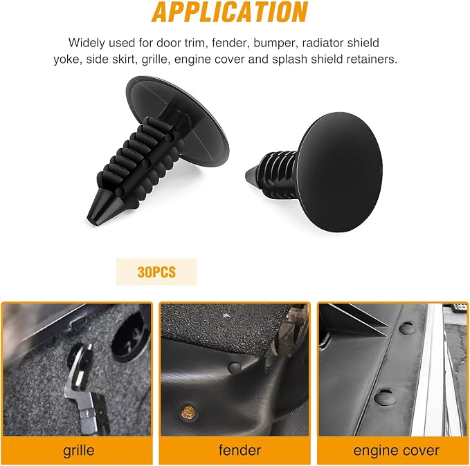 GOOACC 120PCS Car Bumper Push Retainer Clips & Nylon Fasteners Rivet Kit 6mm - Image 5