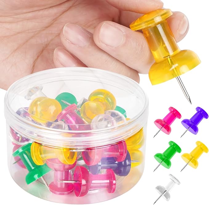 30 PCS Jumbo Push Pins for Bulletin Board, Large Thumb Tacks for Wall, 1.81 Inch by DANRONG