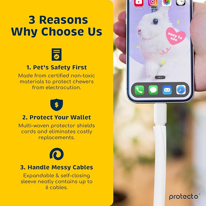 PROTECTO Heavy Duty Dog & Cat Cord Protector 10ft Long Sleeve, Easy-to-Use 1/2 - Image 2